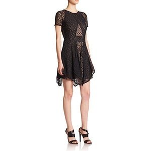 SOLD BCBG Aileen Black Lace Short Sleeve Mini Dress